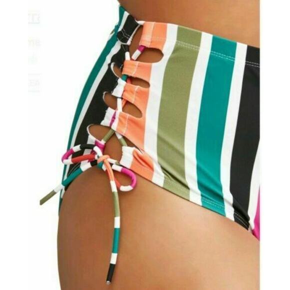 NEW Terra & Sky Women's Plus High Waist Striped Swimsuit Bottom Size 0X (14W) - Picture 2 of 8
